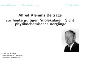 Alfred Klemms Beiträge zur heute gültigen `molekularen` Sicht