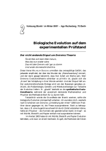 Biologische Evolution auf dem experimentellen - Bionik TU
