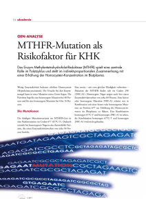 MTHFR-Mutation als Risikofaktor für KHK