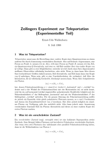 Zeilingers Experiment zur Teleportation - GSI
