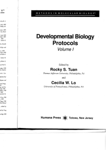 Developmental Biolog y Protocols