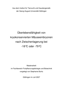 Überlebensfähigkeit von kryokonservierten Mäuseembryonen nach