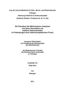 Die Prävalenz der Milchmolaren–Ankylose und deren Korrelation