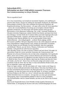 Subcortikale RNS &ndash; Information aus dem Urfeld mittels resonanter