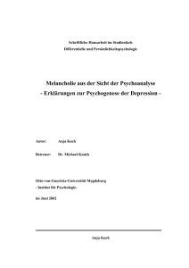 Melancholie aus der Sicht der Psychoanalyse