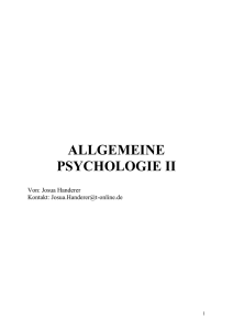 ALLGEMEINE PSYCHOLOGIE II