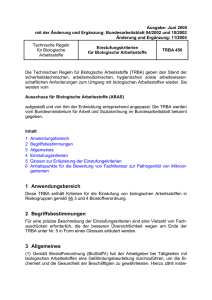 TRBA 450 "Einstufungskriterien für Biologische Arbeitsstoffe" (PDF