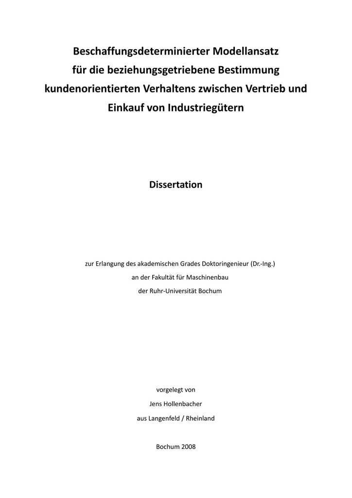 Beschaffungsdeterminierter Modellansatz Für Die - 