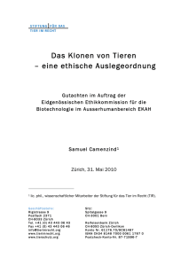 Das Klonen von Tieren – eine ethische Auslegeordnung