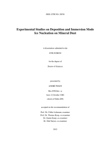 Experimental Studies on Deposition and - ETH E