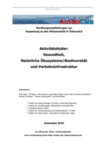 Aktivitätsfelder: Gesundheit, Natürliche Ökosysteme/Biodiversität