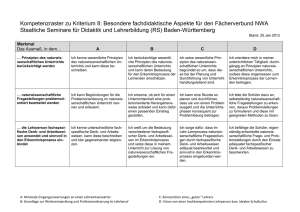 Kompetenzraster zu Kriterium 8: Besondere fachdidaktische