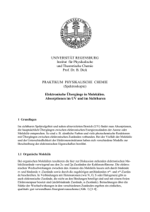 Elektronische Übergänge in Molekülen. Absorption im