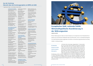 Europäisches Geld, nationale Politik: Wirtschaftspolitische