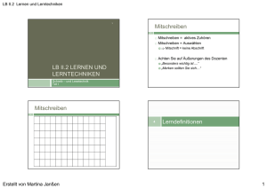 LB II.2 Lernen und Lerntechniken - St. Bernhard