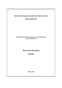 Heisenberg, Werner Karl - Akademiebibliothek
