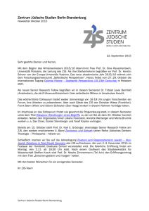 Newsletter Oktober 2015 - Berlin - Zentrum Jüdische Studien Berlin