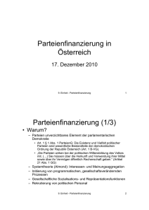 9. Einheit - Parteienfinanzierung in Österreich