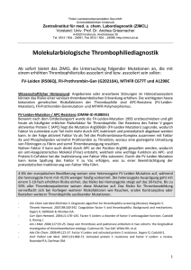 Molekularbiologische Thrombophilie-Diagnostik