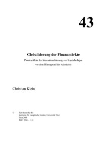 Globalisierung der Finanzmärkte Christian Klein