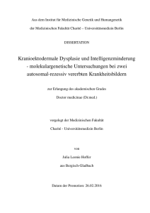 Kranioektodermale Dysplasie und Intelligenzminderung