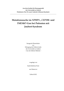 Mutationssuche im NPHP1-, CEP290- und TMEM67