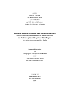 Analyse der Morbidität und Letalität sowie des Langzeitüberlebens