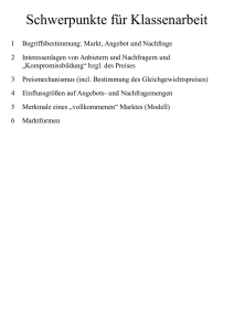 Arbeitsblatt "Markt & Preisbildung" (Meuselwitz Klasse 9a)