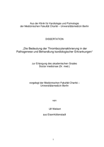 „Die Bedeutung der Thrombozytenaktivierung in der Pathogenese