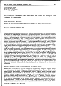 Zur klinischen Wertigkeit der Sialinsäure im Serum bei