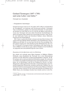 Gerhard Tersteegen (1697–1769) und seine Lehre vom Gebet *