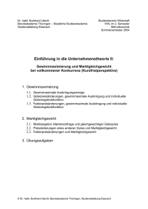 Einführung in die Unternehmenstheorie II