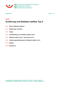Merkblatt «Ernährung und Diabetes mellitus Typ 2