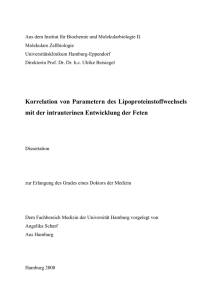 Korrelation von Parametern des Lipoproteinstoffwechsels mit der