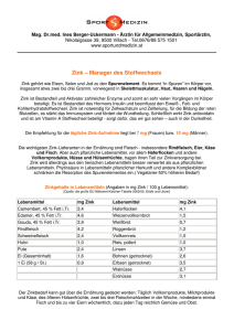 Zink – Manager des Stoffwechsels - Mag. Dr. med. univ. Ines Berger