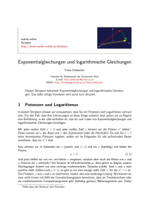 Exponentialgleichungen und logarithmische