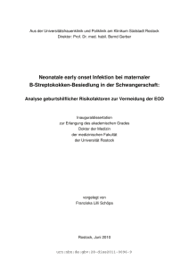 Neonatale early onset Infektion bei maternaler B