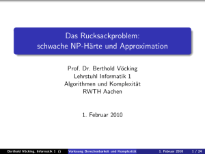 Das Rucksackproblem: schwache NP