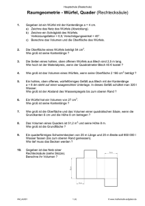 Raumgeometrie - Würfel, Quader (Rechtecksäule) - Mathe