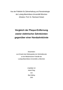 Vergleich der Plaque-Entfernung zweier elektrischer Zahnbürsten