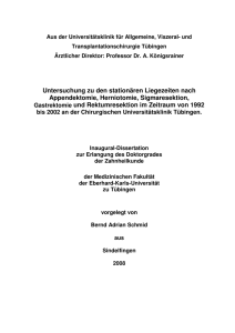 Untersuchung zu den stationären Liegezeiten nach Appendektomie