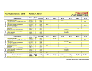 Trainingskalender 2016 Rockwell Automation Schweiz