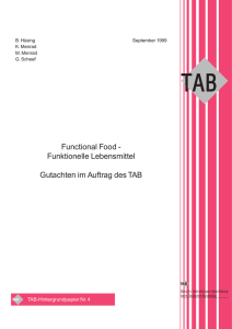 Functional Food - Funktionelle Lebensmittel Gutachten im Auftrag