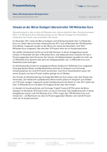 Umsatz an der Börse Stuttgart überschreitet 100 Milliarden Euro