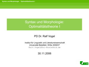 Syntax und Morphologie: Optimalitätstheorie I
