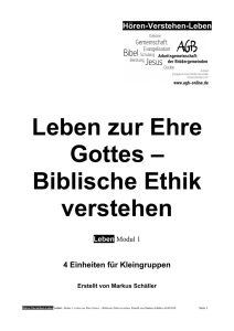 Leben zur Ehre Gottes – Biblische Ethik verstehen