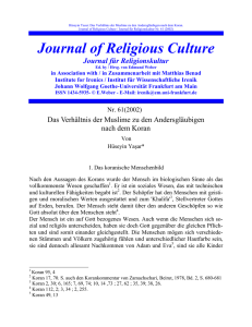 Das Verhältnis der Muslime zu den Nichtmuslimen nach dem Koran