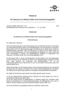 FRAGE 95 Der Gebrauch von Marken Dritter ohne