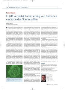 EuGH verbietet Patentierung von humanen embryonalen Stammzellen