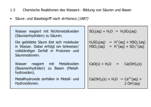 1.3 Chemische Reaktionen des Wassers